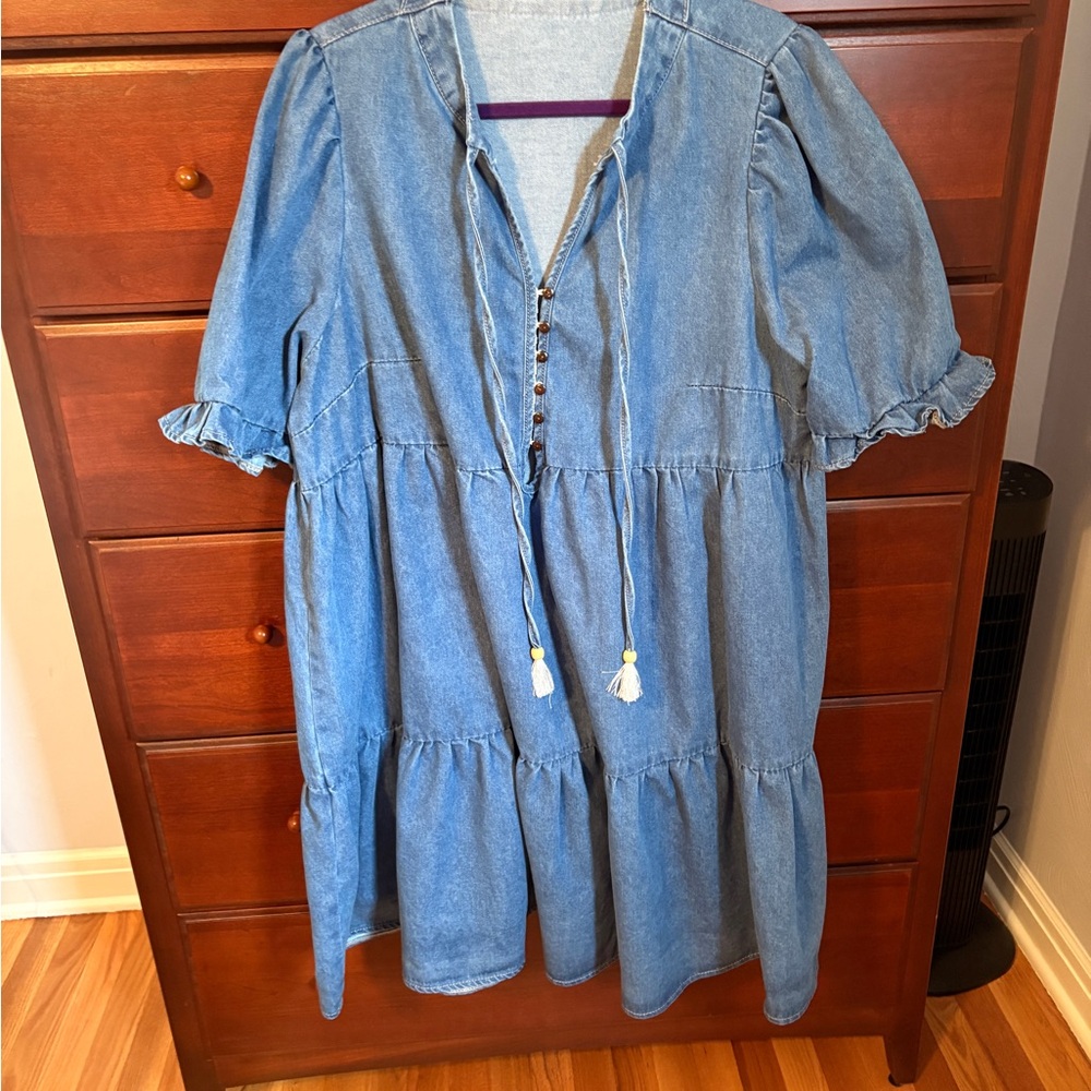 SHEIN Curve Blue Denim Dress